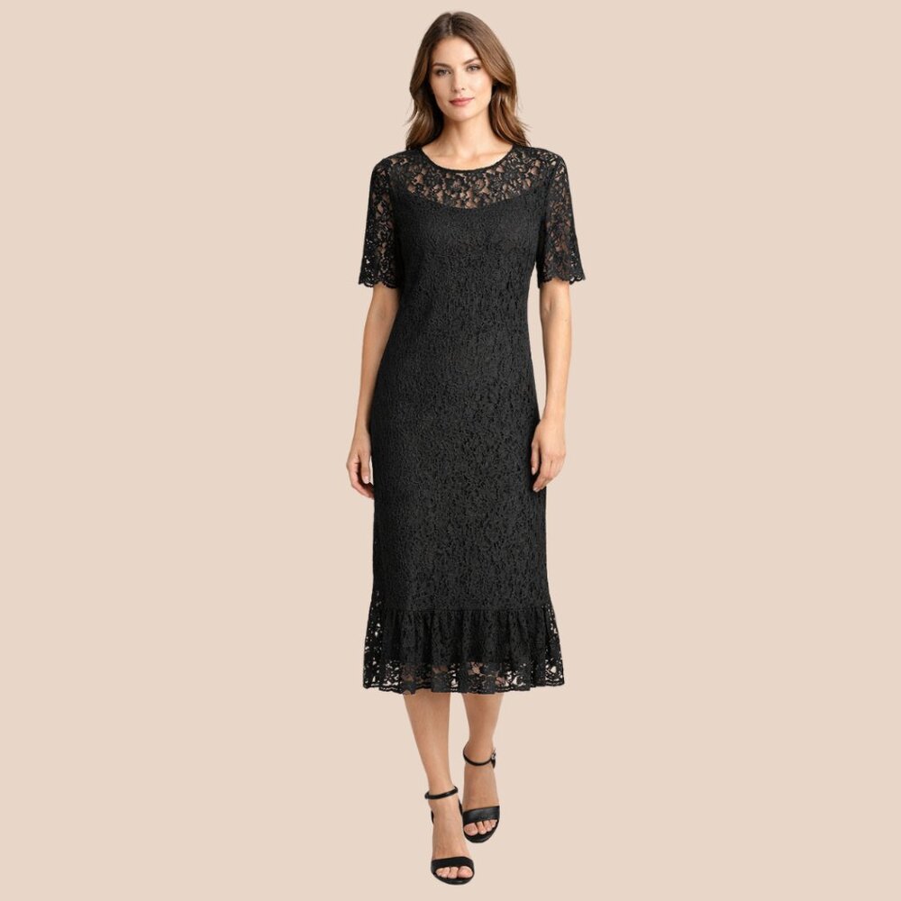 Pendleton Lace Dress Flounce Hem Lined Size 12